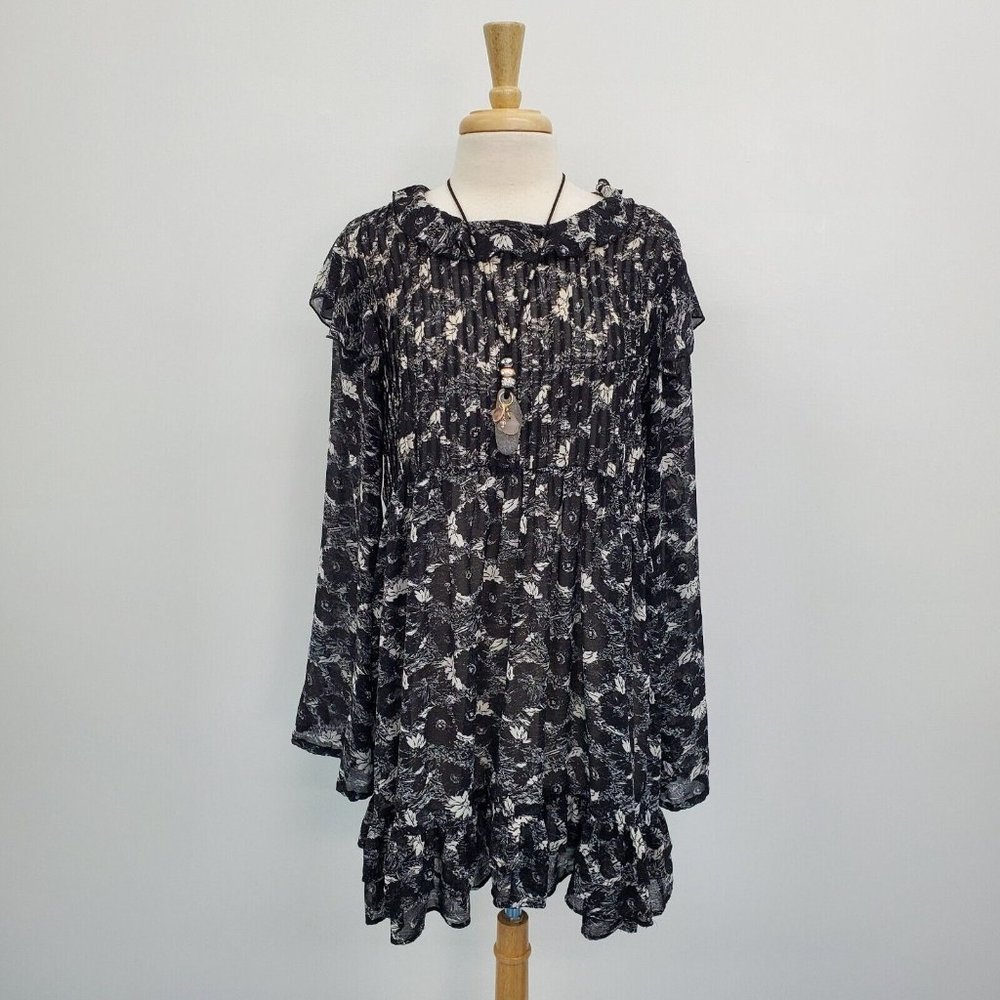 Free People Black & White Floral Mini Dress